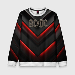 Свитшот детский ACDC лого из металла на черно-красной текстуре, цвет: 3D-белый