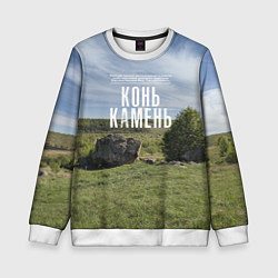 Свитшот детский Конь-Камень на Красивой Мече, цвет: 3D-белый