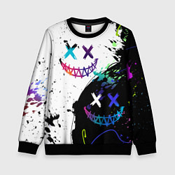 Свитшот детский Неоновые брызги - жуткие улыбки, цвет: 3D-черный