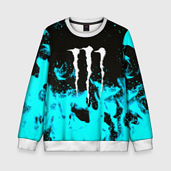 Свитшот детский Monster energy голубой огонь, цвет: 3D-белый