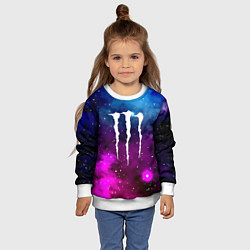 Свитшот детский Monster energy neon space, цвет: 3D-белый — фото 2