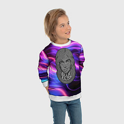 Свитшот детский Портрет Билли Айлиш из линий, цвет: 3D-белый — фото 2