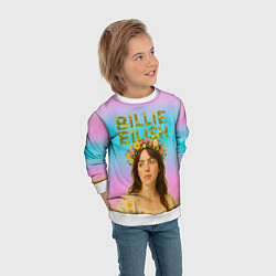 Свитшот детский Билли Айлиш с цветочным венком на голове, цвет: 3D-белый — фото 2