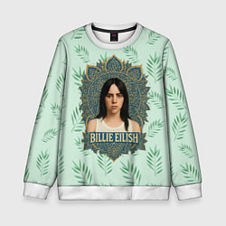 Свитшот детский Билли Айлиш рамка мандала, цвет: 3D-белый