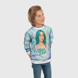 Свитшот детский Билли Айлиш бирюзовые волосы, цвет: 3D-белый — фото 2