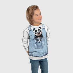 Свитшот детский Панда в кармашке комбинезона, цвет: 3D-белый — фото 2