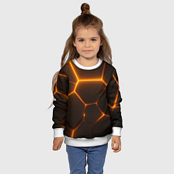 Свитшот детский Оранжевое свечение текстура, цвет: 3D-белый — фото 2