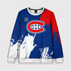 Свитшот детский Монреаль Канадиенс - брызги краски, цвет: 3D-белый