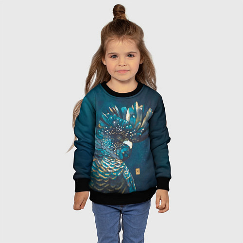 Детский свитшот Попугай акварельный - big picture / 3D-Черный – фото 4