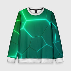 Свитшот детский Зеленые неоновые плитки, цвет: 3D-белый