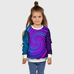 Свитшот детский Сине-фиолетовая спираль, цвет: 3D-белый — фото 2