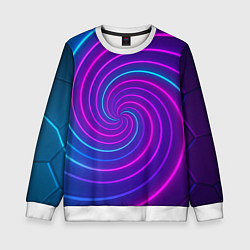 Свитшот детский Сине-фиолетовая спираль, цвет: 3D-белый
