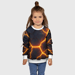Свитшот детский Молнии и черные объемные плиты, цвет: 3D-белый — фото 2