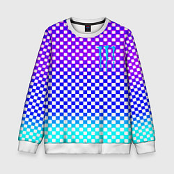 Свитшот детский Monster шахматная клетка градиент, цвет: 3D-белый