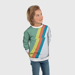 Свитшот детский Рок молния Боуи весенняя палитра, цвет: 3D-белый — фото 2