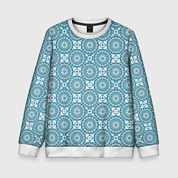 Детский свитшот Бело - голубой ажурный кружевной узор ретро