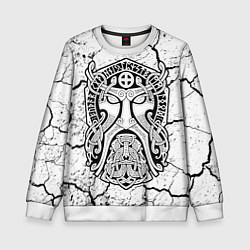 Свитшот детский Суровый бог древних воинов, цвет: 3D-белый