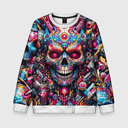 Детский свитшот Art cyber skull - ai art fantasy