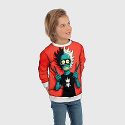 Свитшот детский Бендер в образе рокера и парикмахера, цвет: 3D-белый — фото 2