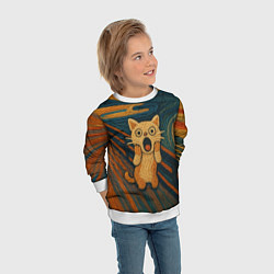 Свитшот детский Котик Крик - вязаный нейроарт, цвет: 3D-белый — фото 2