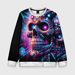 Свитшот детский Neon cyber skull, цвет: 3D-белый