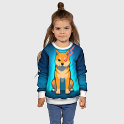 Свитшот детский Сиба-ину с неоновым взглядом, цвет: 3D-белый — фото 2