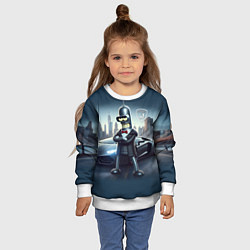 Свитшот детский Крутой Бендер рядом с Ламборджини, цвет: 3D-белый — фото 2