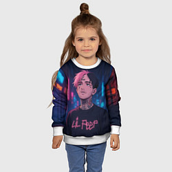 Свитшот детский LiL Peep - Неоновый аниме арт, цвет: 3D-белый — фото 2