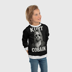 Свитшот детский Курт Кобейн - гранж-арт, цвет: 3D-белый — фото 2