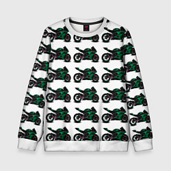 Свитшот детский Motorbike dark green, цвет: 3D-белый