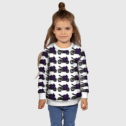 Свитшот детский The motorcycle is dark purple, цвет: 3D-белый — фото 2