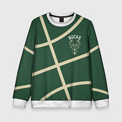 Свитшот детский Милуоки Бакс - баскетбольные линии, цвет: 3D-белый