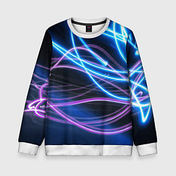 Свитшот детский Неоновая абстракция на темном, цвет: 3D-белый