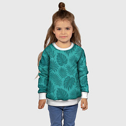 Свитшот детский Тропические листья - паттерн, цвет: 3D-белый — фото 2