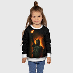 Свитшот детский Статуя свободы в огне, цвет: 3D-белый — фото 2
