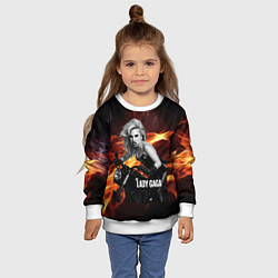 Свитшот детский Леди Гага на мотоцикле, цвет: 3D-белый — фото 2