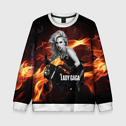 Свитшот детский Леди Гага на мотоцикле, цвет: 3D-белый