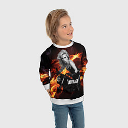 Свитшот детский Леди Гага на мотоцикле, цвет: 3D-белый — фото 2