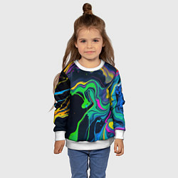 Свитшот детский Разводы и переливы разноцветной краски, цвет: 3D-белый — фото 2