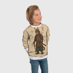 Свитшот детский Кот мастер самурай, цвет: 3D-белый — фото 2