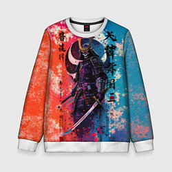 Свитшот детский Призрачный самурай - краски, цвет: 3D-белый