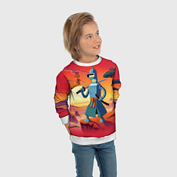 Свитшот детский Бендер ниндзя в Японском пейзаже, цвет: 3D-белый — фото 2