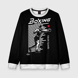 Свитшот детский Бокс - тяжело в учебе легко в бою, цвет: 3D-белый