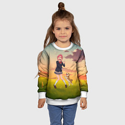 Свитшот детский Сиратори Айра играет с песиком - Дандадан, цвет: 3D-белый — фото 2