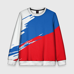 Свитшот детский Белый Синий Красный, цвет: 3D-белый