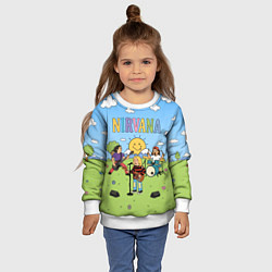 Свитшот детский Nirvana мультяшный стиль на поляне, цвет: 3D-белый — фото 2