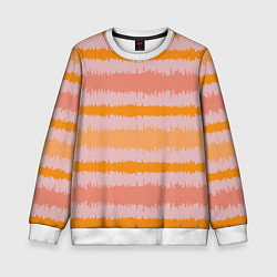 Свитшот детский Полосы зигзагообразные оранжево-розовые, цвет: 3D-белый