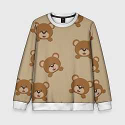 Свитшот детский Медвежьи мордашки на бежевом, цвет: 3D-белый