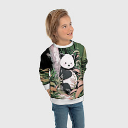 Свитшот детский Панда в лесу, цвет: 3D-белый — фото 2