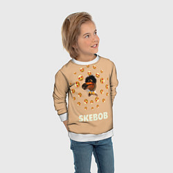 Свитшот детский Мем скебоб и смайлики, цвет: 3D-белый — фото 2